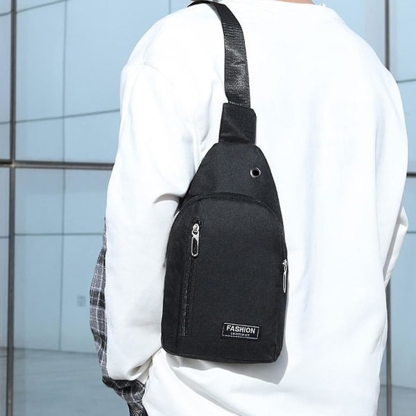 Liten Sling Bag Crossbody Bröst Axel Vanntett Sling Håndveske En Rem Reiseveske For Menn Kvinner Gutter Med Hodetelefonhull A A