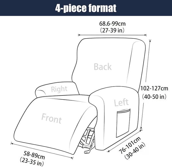 Stretch-överdrag för fåtölj, jacquard-tyg, tvättbart möbelskydd för barn och husdjur, ljusgrått, universell passform