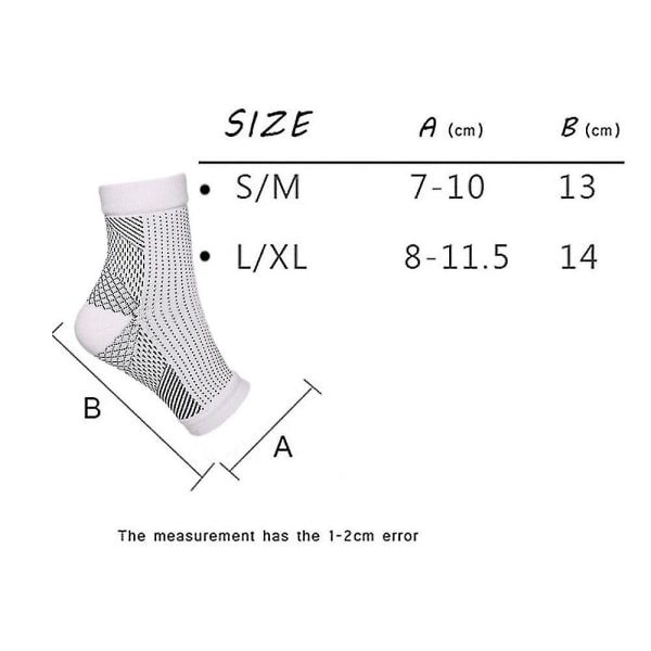 Calm Socks Neuropati Kompression Ankel Arch Support Protectio Svart L-XL