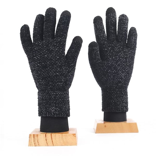 Stickade handskar "pekskärmshandskar dam, varma stickade handskar" (2 par)(svart grå) svart grå