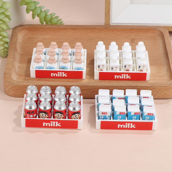 1Set Dockhus Miniatyr Simulering Mini Dryck Mjölk Set Leksaker DI A3