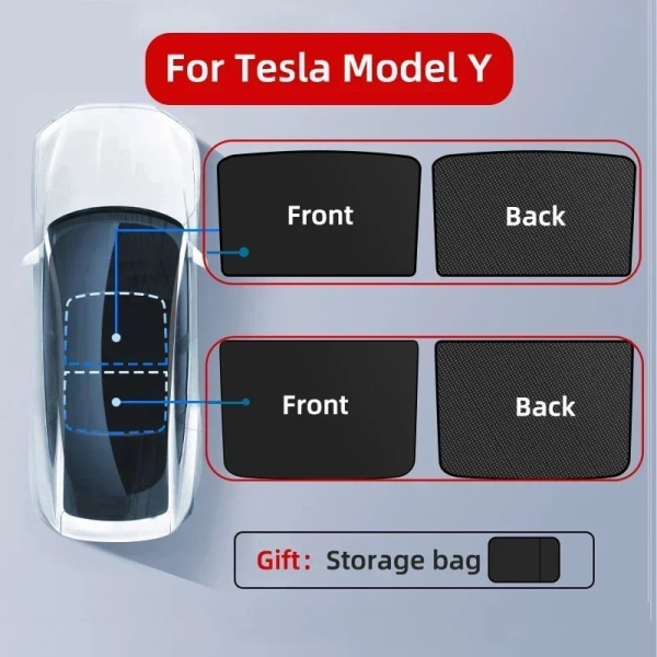 Solskjerming for Tesla Model 3 Soltak Highland 2024 Model Y 2021-23 Isdukkespenne Sol Pare Glass Foran Bak Takluke Tilbehør Black Model Y