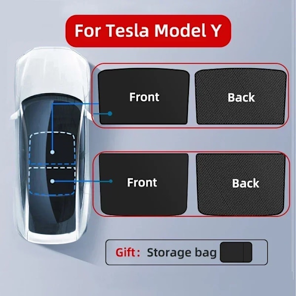 Solskydd för Tesla Model 3 Soltak Highland 2024 Model Y 2021-23 Isduk Spänne Sol Pare Glas Fram Bak Taklucka Tillbehör Black Model Y