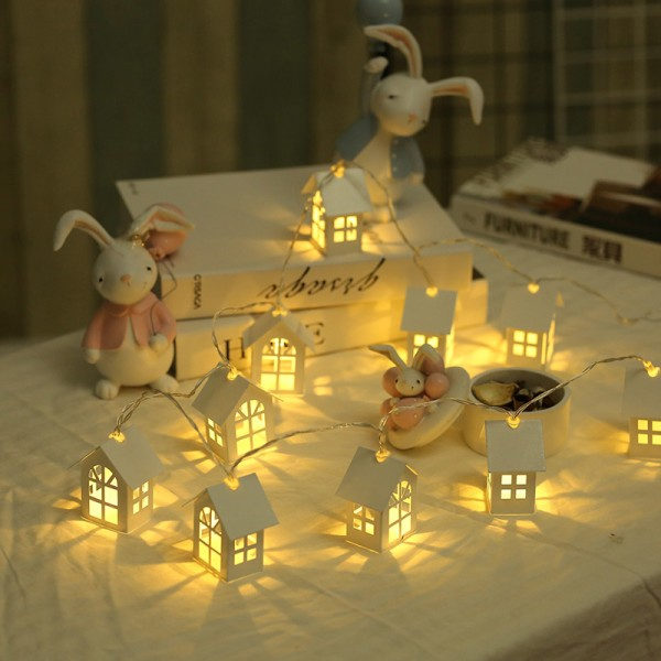 2m 10st Led Julgran Hus Style Fairy Light Led String Vit one size White one size