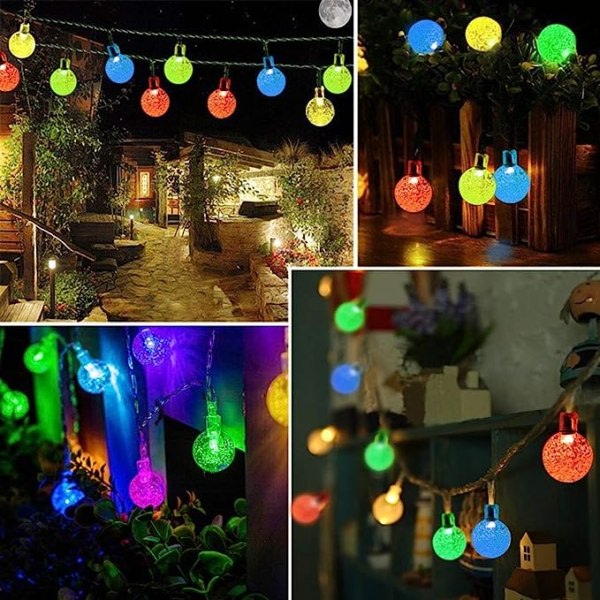 50 LED vandtætte solcellelyskæder, 8 lystilstande indendørs/udendørs, 7 m/24 fod til have, terrasse, juletræ, bryllup, fest (flerfarvet)