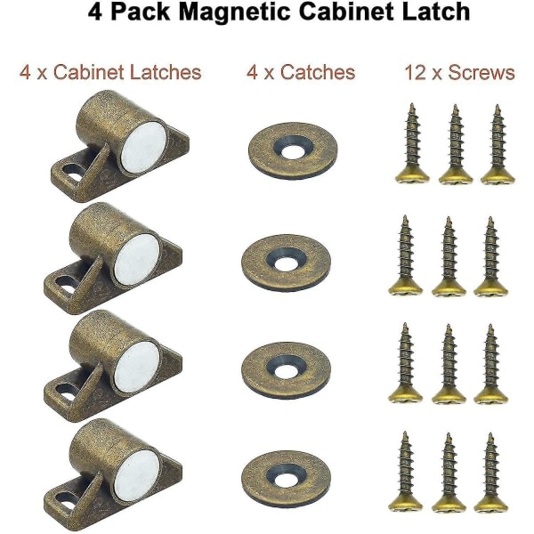 Dörrspärr, Jodeian 4-pack magnetskåpsspärr med neodymmagnet för skåp Köksgarderobsdörrstängning