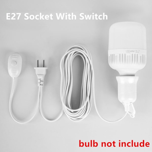 E27 Skruvsockel Med Strömbrytare Lampkontakt Hållare Adapter Konverter 3M