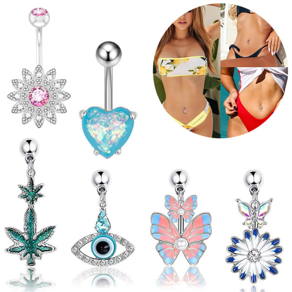 Rostfritt stål Butterfly Belly Button Ring Dam Body Belly Pi B