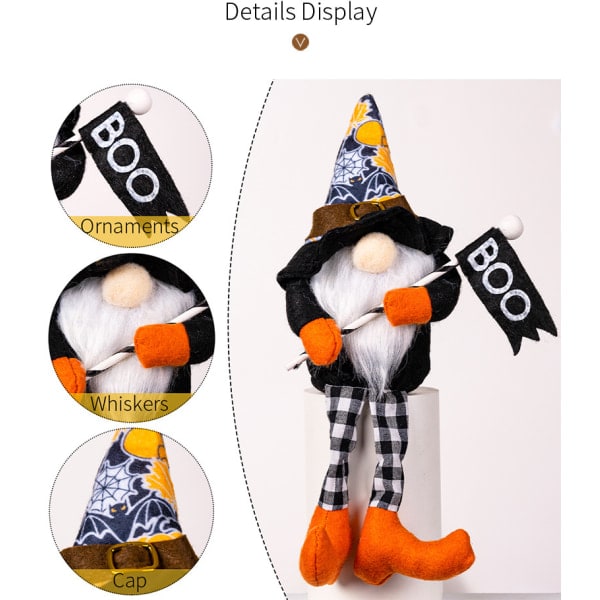 2-pack Halloween Nya dekorationer Hängande ben Rudolph Häxhatt Rudolph Ta Boo Flaggan Ta Kvasten Ansiktslös docka