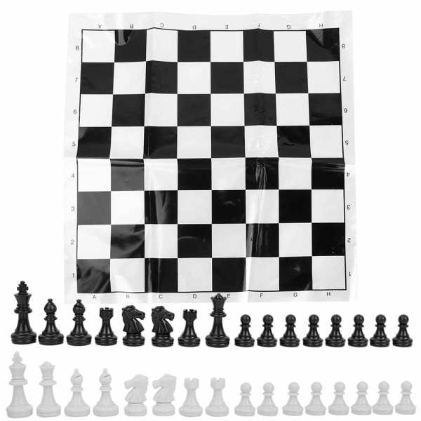 Bærbart internationalt skakbrætsæt i plast Schackbräde for festaktiviteter (vit)