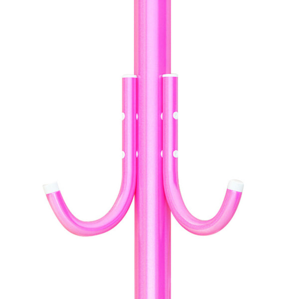 Fritstående tøjstativ Metal tand Hall Tree Entré-Vej Hængende Tøj Hat Scarf Holder Hjem Kontor Gulv Stativ Pink