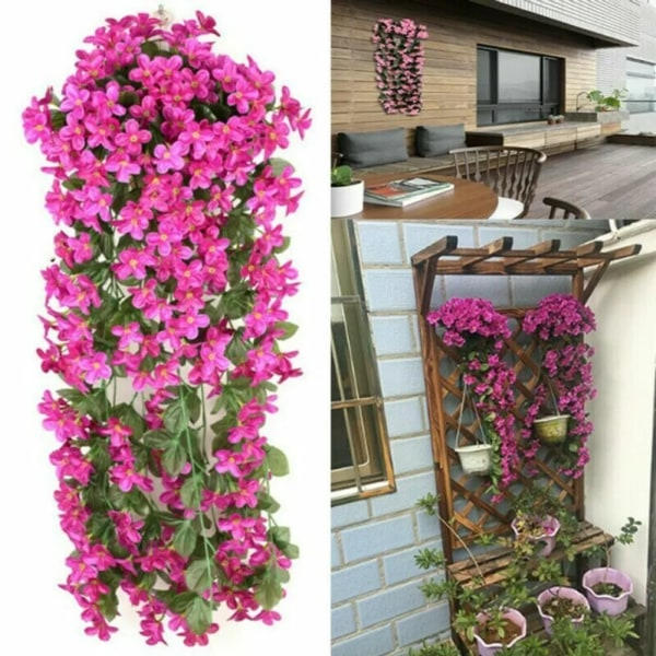 85 cm lila konstgjorda växter Murgröna vinrankor hängande växter konstgjorda löv vinstockar lila blommor dekoration