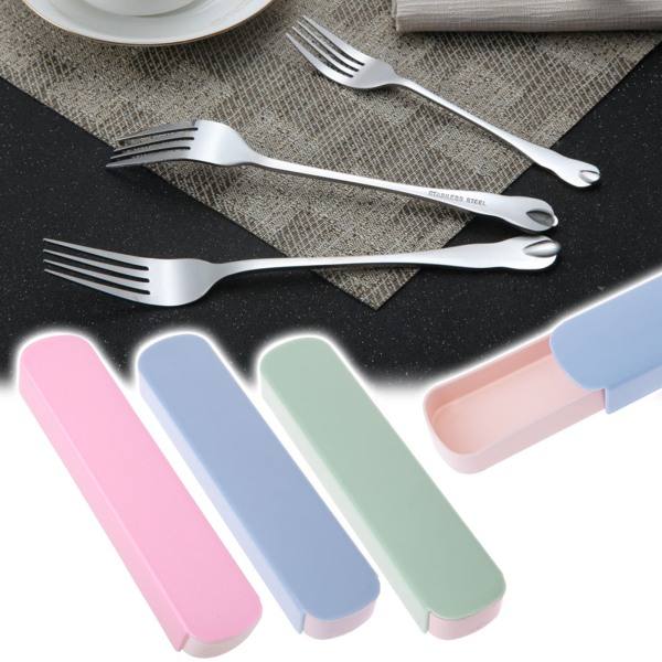 Cutlery-säilytyslaatikko, matkakäyttöön, tarvikkeiden säilytykseen, syömäpuikot, lusikat, vaaleanpunainen
