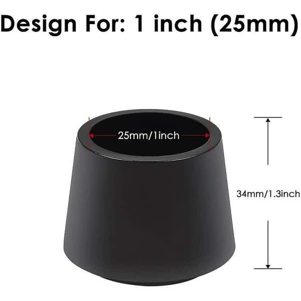 16-pack gummiskydd för stolsben, svarta, 25 mm innerdiameter
