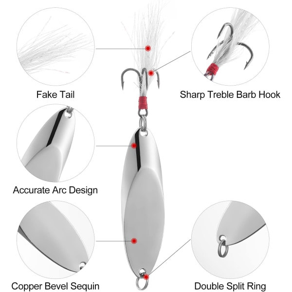 5 stycken fiskedrag, öringfiskeskedar, gösfiske
