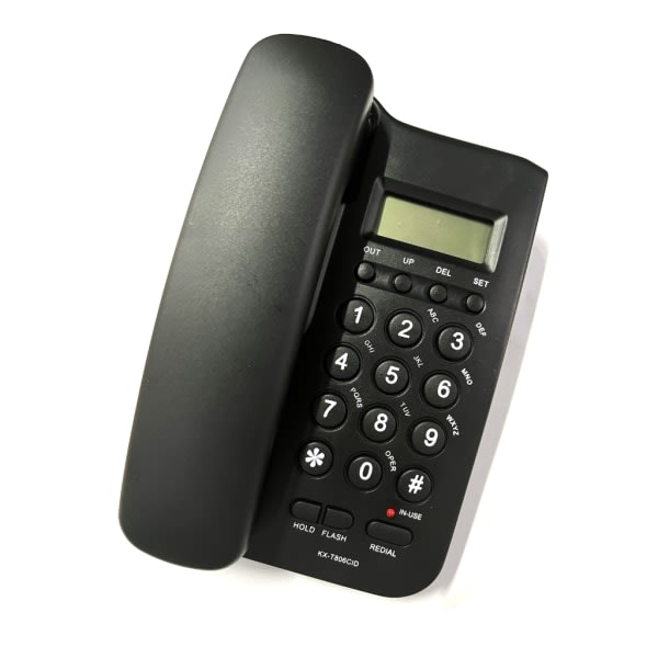Trådbunden telefon med nummerpresentation Trådbunden klassisk fast telefon Stationär vägg Trådbunden telefon Telefon med stor knapp Svart