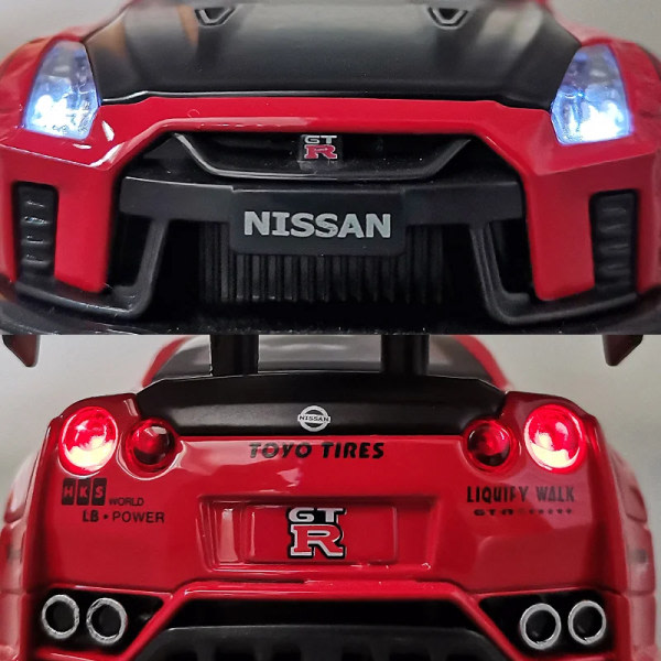 Ny bilmodell Nissan GT -R R35 1:32 i legering, leksaksfordon, barnpresenter, gratis leverans - fordonsleksaker Grey