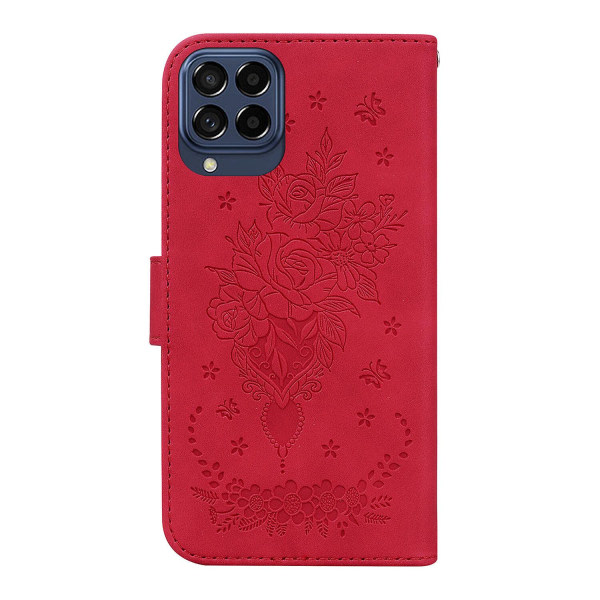 Samsung Galaxy M53 5G Skal Magnetiskt PU Läder Flip Case Röd