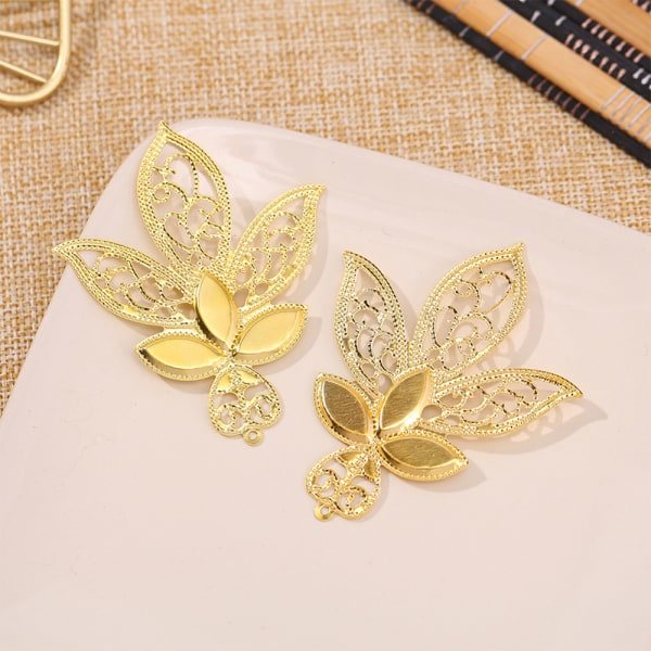 Guld blad blomsterkonnektorer Järn Filigran Wraps DIY Scrapbooking H
