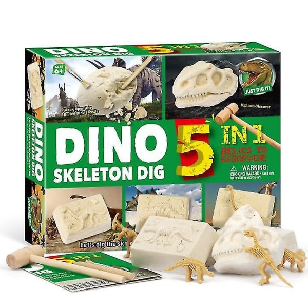 Dinosaurieägg grävsats med 5 ulike dinosaurieleksaker
