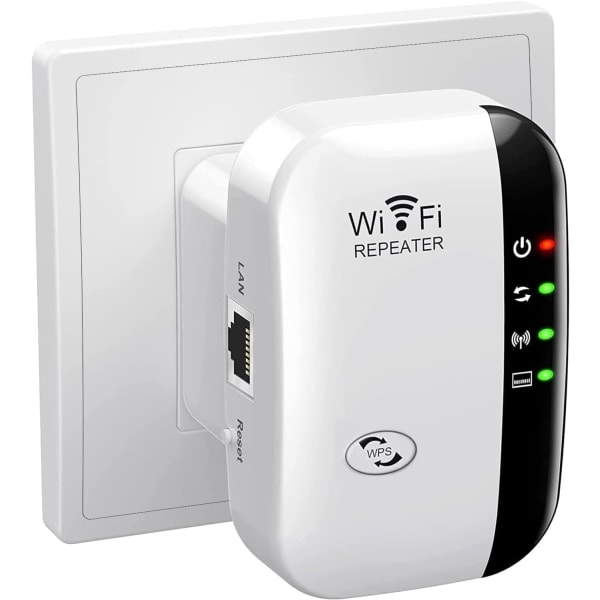 2023 Nyeste WiFi Extender, WiFi Booster, Internett Booster - med Ethernet-port, rask installasjon, trådløs signalforsterker for hjemmet