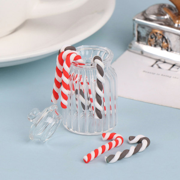 1:12 Dukkehus Christmas Candy Can +8st Canes Candys Kitchen S