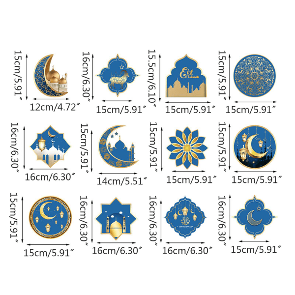 12 kpl Eid Mubarak riippuva pyörre Ramadan Mubarak koristeet Onnellinen Eid kiitos