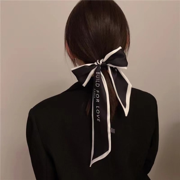 Nytt mode sidenscarf hårband Long Ribbon Bow n Printing Hai A3 one size A3 one size