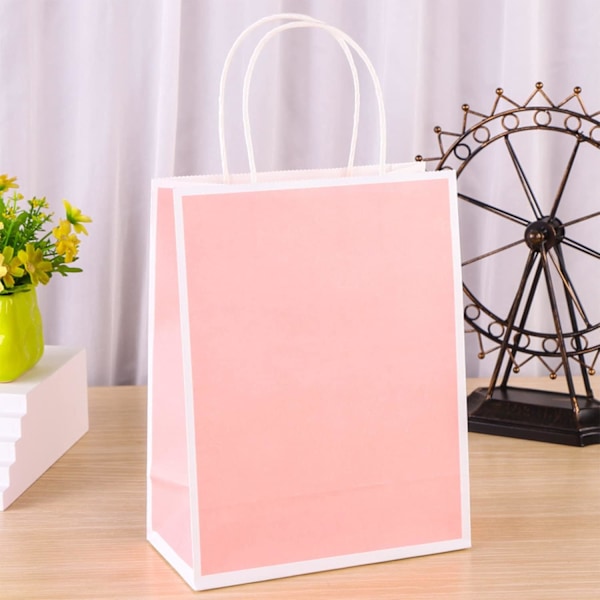 30 kpl vaaleanpunaisia lahjakasseja kahvoilla - 15x8x21 cm, juhlat ja syntymäpäivä Pink