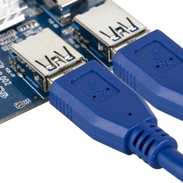 PCI-E til PCI-E Adapter 1 til 4 PCI-Express Slot 1x til 16x USB 3.0 Special PCIe Riser Card Converter til BTC Miner