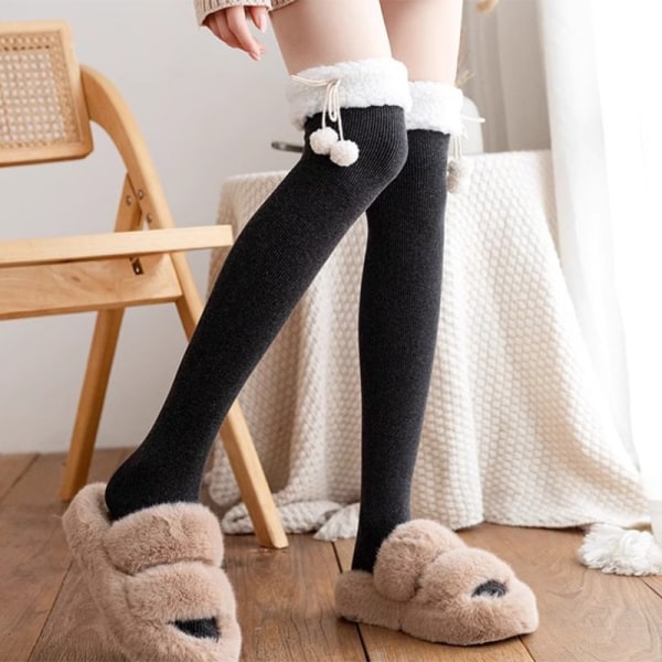 Vertikala ränder plyschstrumpor höst vinter e tights kawaii L vit