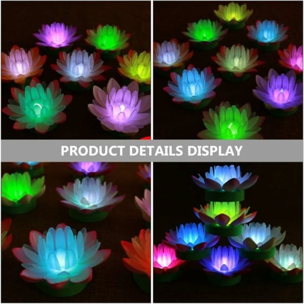 2 stk. Lilla LED Flydende Lotus Lys Vandtæt Solar Pool Nøkkerose Flydende Lygte Lotus Blomst til Have Pool Dekoration