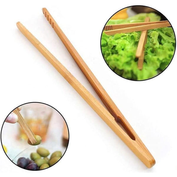 12 st söttång Trätoasttång Bambu kökstång för matlagning teredskap Socker bambu salladstång