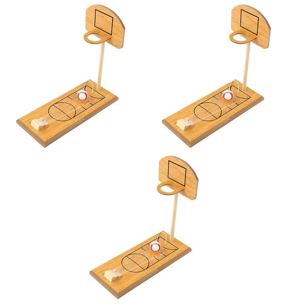 3 st Basketbollspel i trä Mini Desktop Bordsskiva Bärbar Set inomhus utomhuskul 3st 24X10CM