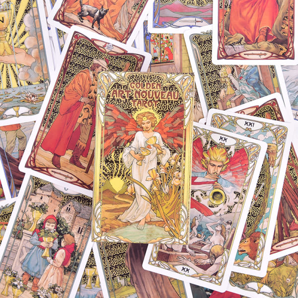 Golden Art Nouveau Tarot Deck 78 kort for nybörjare Classic Ar Multicolor i én størrelse