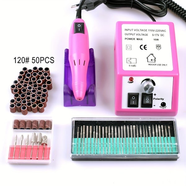 Elektrisk nagelfilsset med hög hastighet - Nagelfilsverktyg Pink