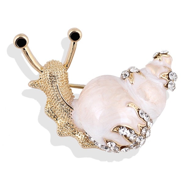 Emalj snigel brosch Strass kristall krage djur brosch Vit one size White one size