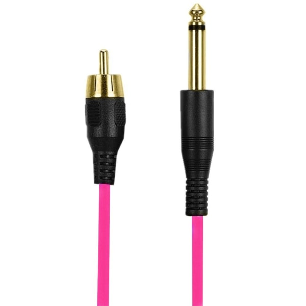 RCA Linje Gullbelagt Kontakt 6.35mm Hann til RCA Hann Tatoveringsmaskiner Kabel Strømforlengelseskabel OD3.5 Stor rød