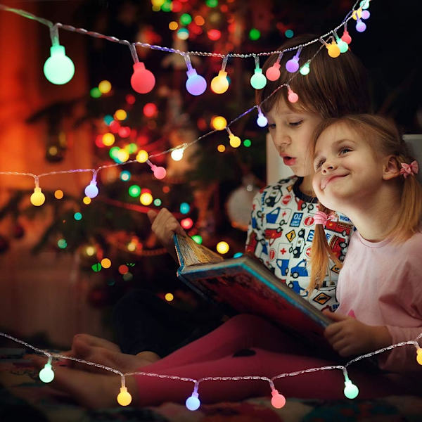 50 LED-kuglelyskæde Farverige 5m lyskæde Udendørs Batteridrevet 8 tilstande Vandtætte RGB-festlys med hukommelsesfunktion färgglad 50 LED