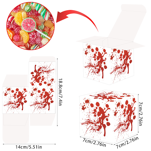 Halloween skräck dekoration rekvisita godis mellanmål inslagning papper låda scen layout fest tillbehör 18pcs