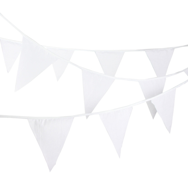 Hvide stofvimpler festdekorationer bomuld trekant flag