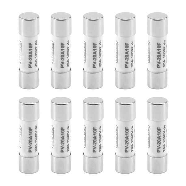 20A 1000V Solarsäkring, 10-pack, Explosionssäker Silver