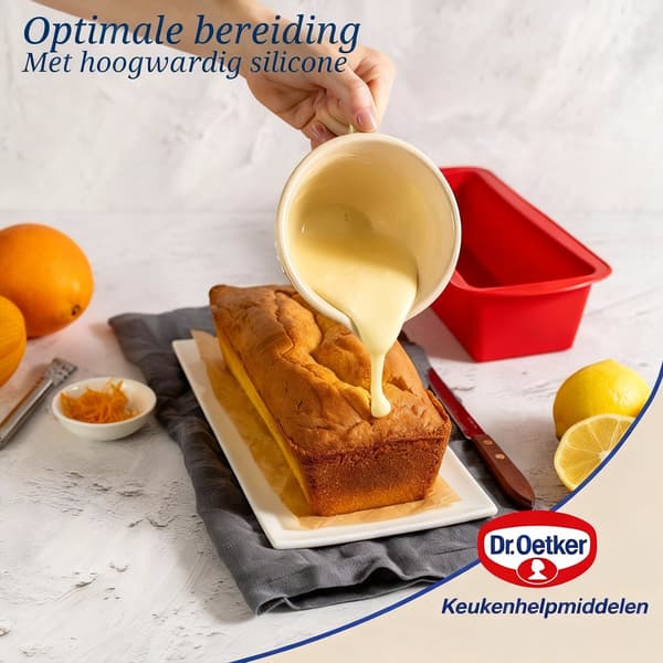 Dr. Oetker Silikon brödform 24 cm, flexibel non-stick bakform för bröd och kakor för hembakning, röd