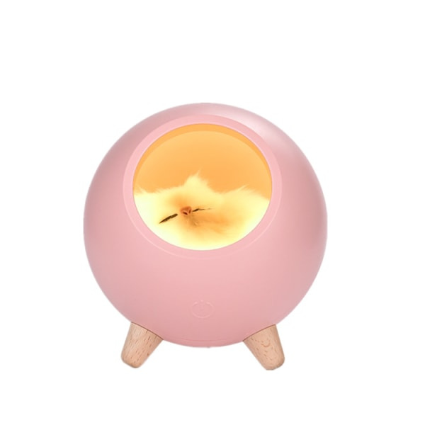 Sød lille natlampe Lille kæledyrshus Atmosfærer Lys USB Opladning Pige Sovesal (Rosa)