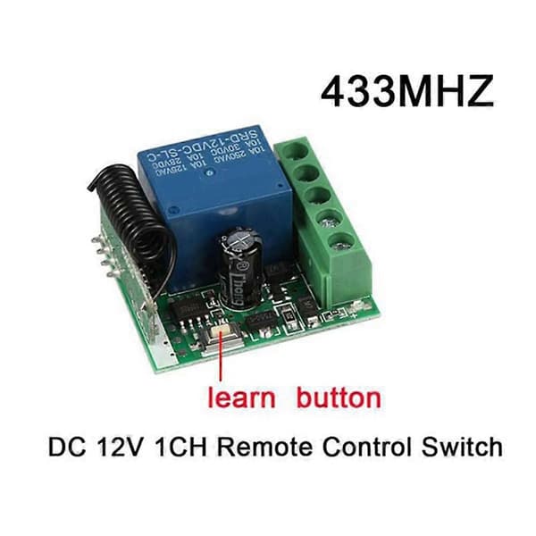 433 Mhz RF-brytermottaker DC 12V Mottakermodul med 2 sendere