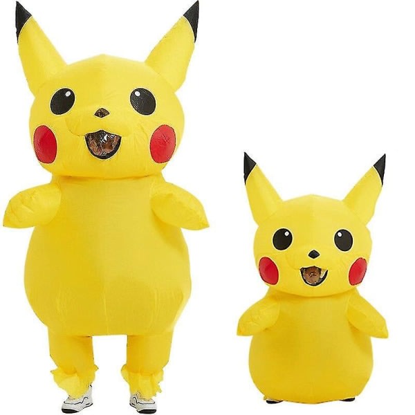 Keltainen puhallettava maskotti Pica Anime Cosplay aikuisille lapsille Sarjakuvaasu Hauska Naamiaisasu lapsille (120-140cm)