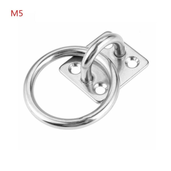 1 stk rustfritt stål dynamisk øyeplate U-kroker Snap-krok stål Marin maskinvare Festematerial kroksløyfe med rund ring for oppheng M5