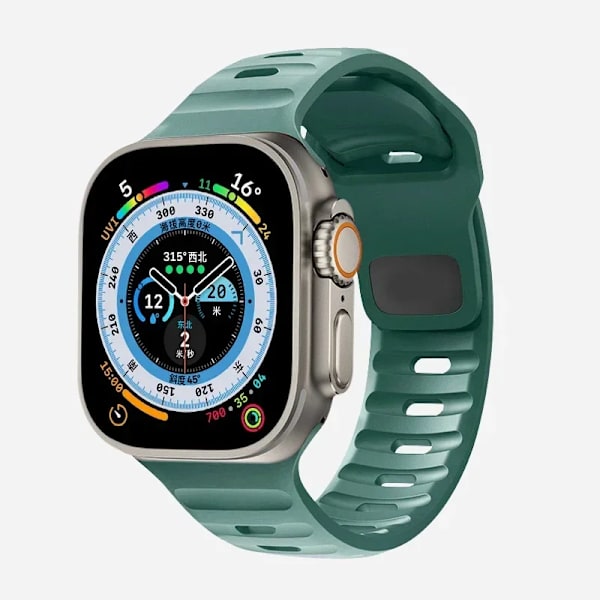 Silikoniranneke Apple Watchille 49mm 44mm 45mm 40mm 41mm 42mm 38mm Ultra 2 Sport Correa Armband iwatch Series 9 8 7 6 5 s apple green