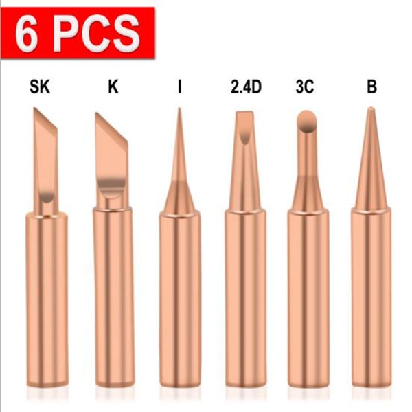 5/6 st Pure Copper 900M-T Lödjärnsspets Blyfri lödspets 6PC 6PC 6PC 6PC