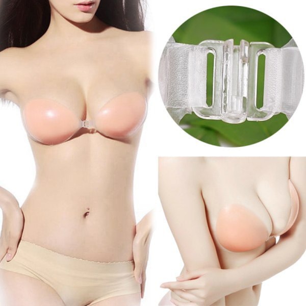 A B C D Silikonhäftande Stick On Gel Push Up axelbandslös baksida Nude B